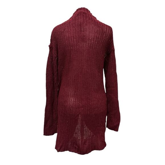 New women’s Ultra Flirt open cardi burgundy long sweater open weave size Large - Picture 2 of 7